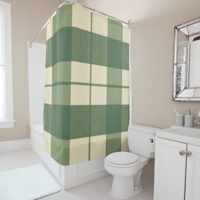 Cortina De Ducha Plaid Musgo (In situ)