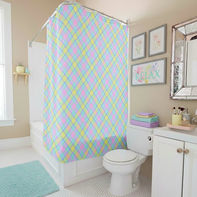 Cortina De Ducha Plaid pastel (Subido por el creador)
