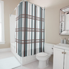 Cortina De Ducha Plaid Tradicional Gris Fumée, Burgundy Profundo, B