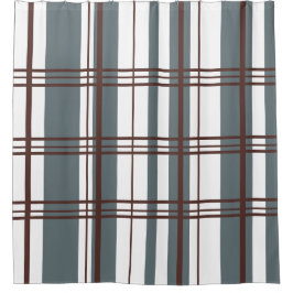 Cortina De Ducha Plaid Tradicional Gris Fumée, Burgundy Profundo, B