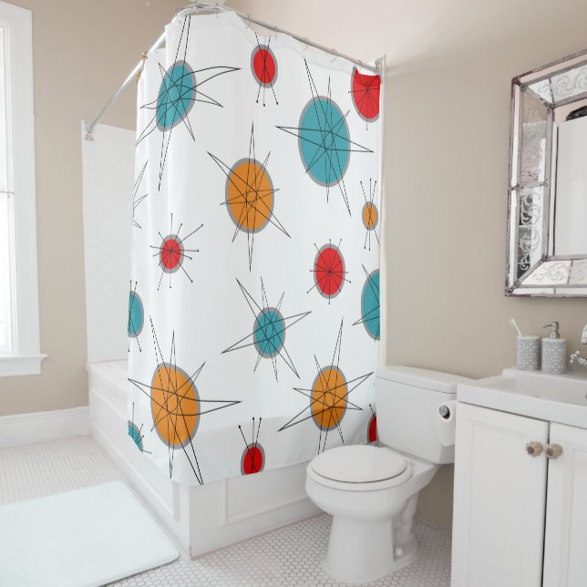 Cortina De Ducha Planes retro de la era atómica (In situ)