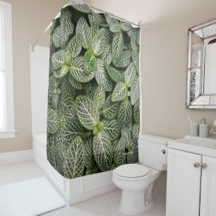 Cortina De Ducha Planta de Mosaicos Fittonia con hojas variadas