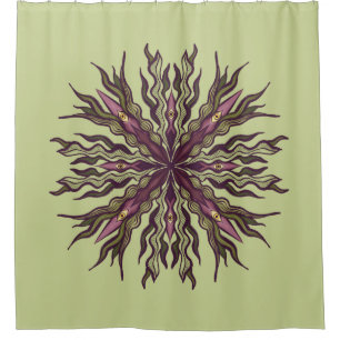 Cortina De Ducha Planta de Ojo Psicodélico - Mandala Botánico Surre