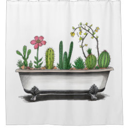 Cortina De Ducha Plantas de Cactus Cute