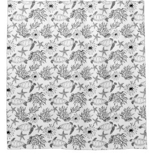 Cortina De Ducha Plantas de tortugas submarinas sin mar