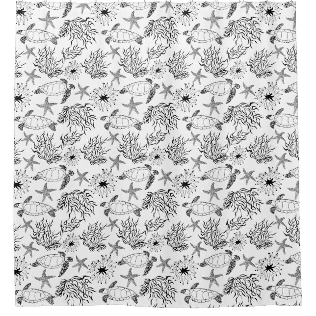 Cortina De Ducha Plantas de tortugas submarinas sin mar (Anverso)