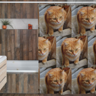 Cortina De Ducha Plantilla de foto personalizada de gato y perro