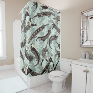 Cortina De Ducha plata de las nutrias de mar