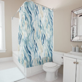 Cortina De Ducha Playa abstracta de Wavy Blue Cream