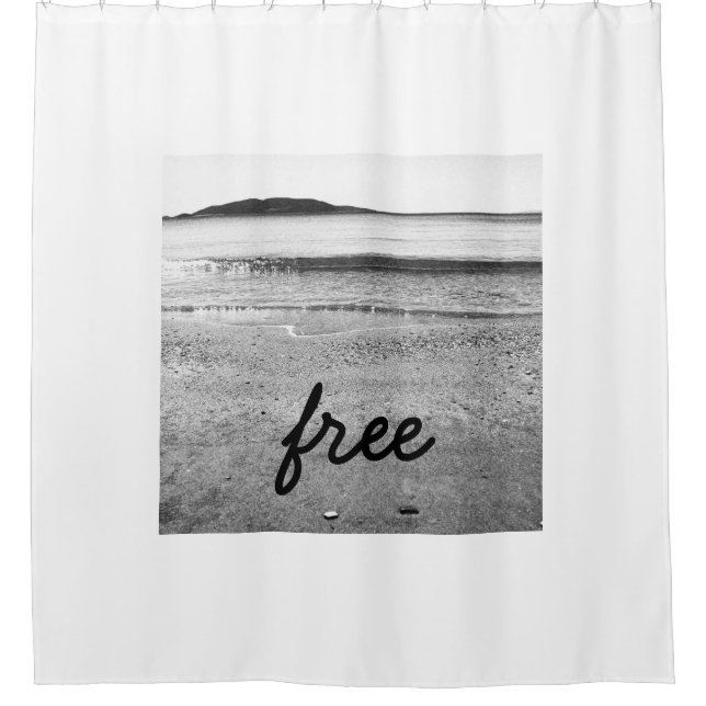 Cortina De Ducha Playa de arena blanca y negra (Anverso)