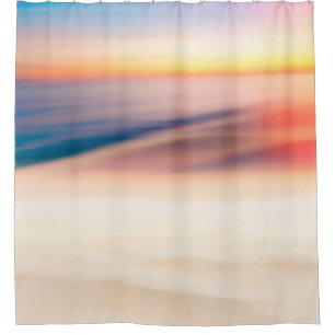 Cortina De Ducha Playa de sol tropical borrosa con luz solar bokeh