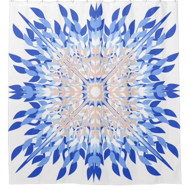 Cortina De Ducha Playa de verano azul rosa beige floral (Anverso)