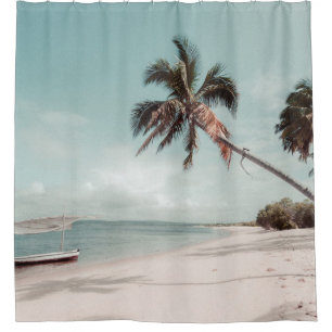 Cortina De Ducha Playa junto a la palmera de coco