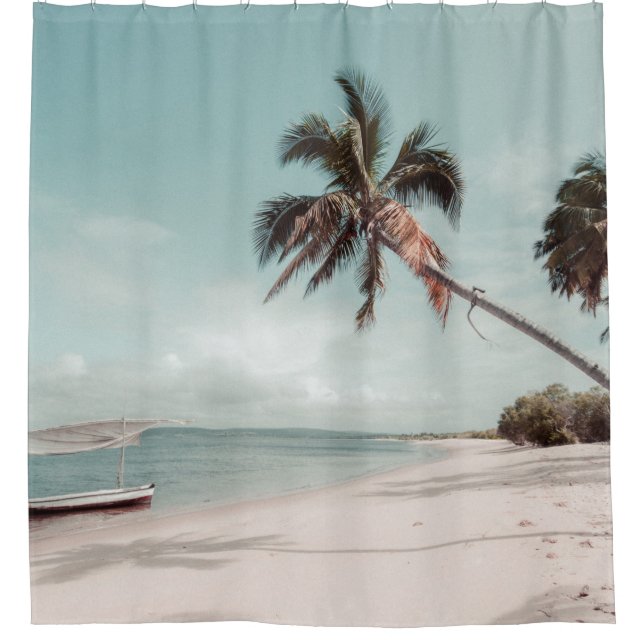 Cortina De Ducha Playa junto a la palmera de coco (Anverso)