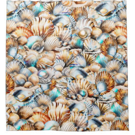 Cortina De Ducha Playa náutica de las conchas marinas del océano