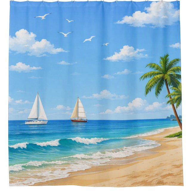 Cortina De Ducha Playa Tropical (Anverso)