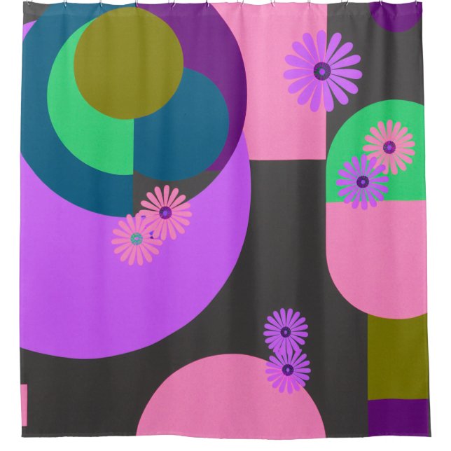 Cortina De Ducha Playful Abstract Floral Shapes (Anverso)