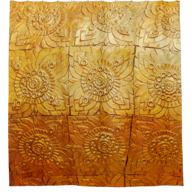 Cortina De Ducha Plaza de bronce con patternabstract, arte, gráfico (Anverso)