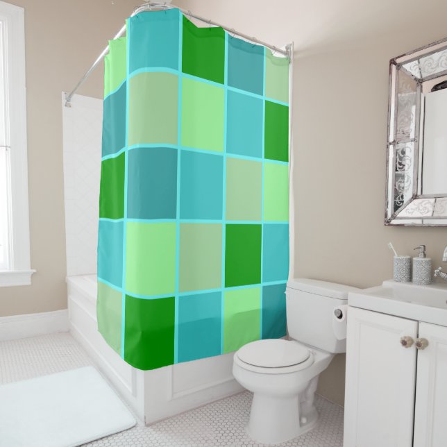 Cortina De Ducha Plazas azul y verde playa (In situ)
