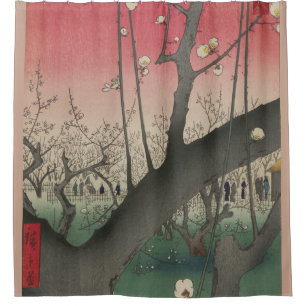 Cortina De Ducha Plum Estate Japonés Edo Woodblock Plum