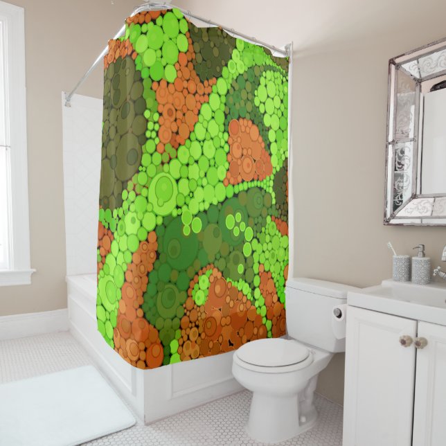 Cortina De Ducha Pointillismo sin foco, círculos pintados a mano al (In situ)