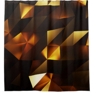 Cortina De Ducha Polígono dorado: representación abstracta 3D