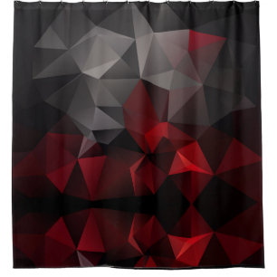 Cortina De Ducha Polígono , negro y rojo