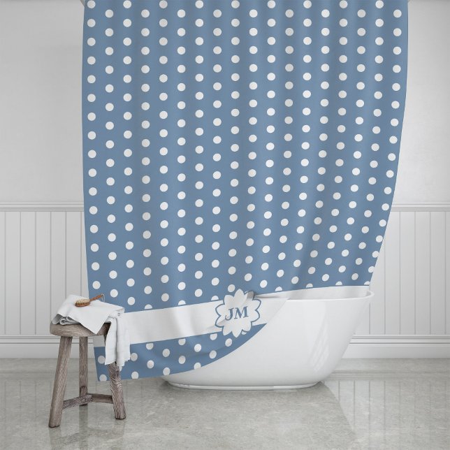 Cortina De Ducha Polka Dot Monogram (Subido por el creador)