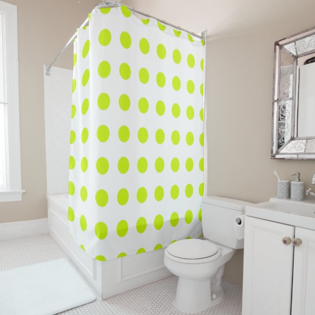 Cortina De Ducha Polka verde limón fresco puntos Patrón simple (In situ)