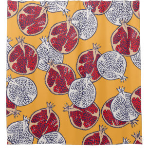 Cortina De Ducha Pomegranate Drake: Patrón de cosecha artesanal
