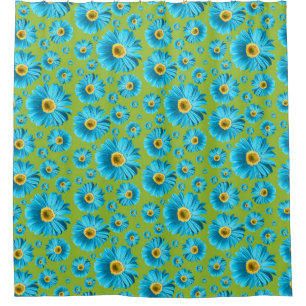 Cortina De Ducha Pop Daisy Aqua Blue