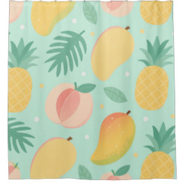 Cortina De Ducha Pop de frutas tropicales, piña pastel y duvet de m