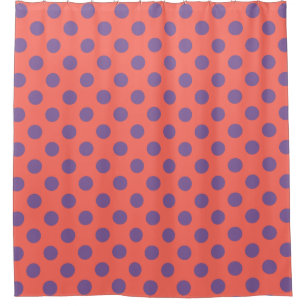 Cortina De Ducha Pos de la polka de coral violeta y viva