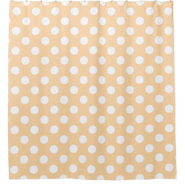 Cortina De Ducha Pos de polka blanca en beige (Anverso)