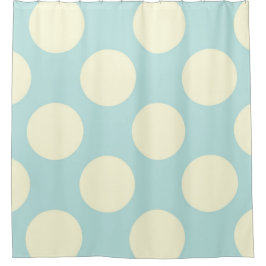 Cortina De Ducha Pos de polka grandes de color azul blanco moderno