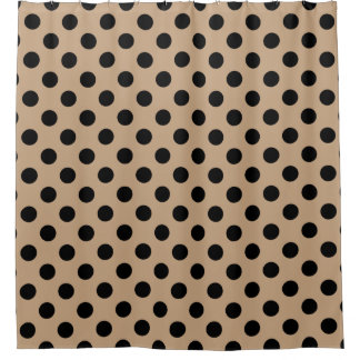 Cortina De Ducha Pos de polka negro en beige