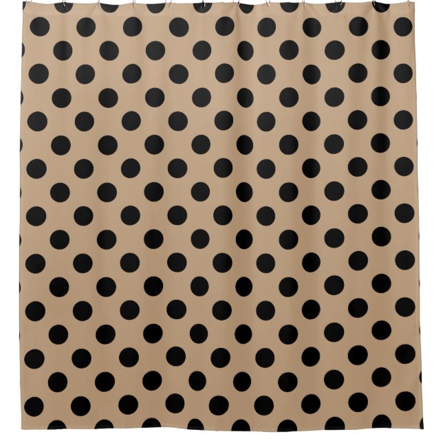 Cortina De Ducha Pos de polka negro en beige (Anverso)