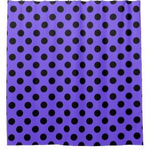 Cortina De Ducha Pos de polka negro en periwinkle