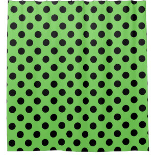 Cortina De Ducha Pos de polka negro sobre verde lima
