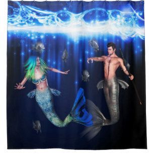 Cortina De Ducha Poseidón y la sirena