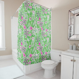 Cortina De Ducha Preppy Giraffes Lily Pink Green