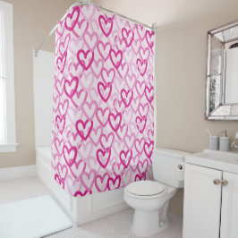 Cortina De Ducha Preppy Hearts Pink