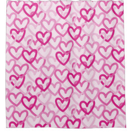 Cortina De Ducha Preppy Hearts Pink
