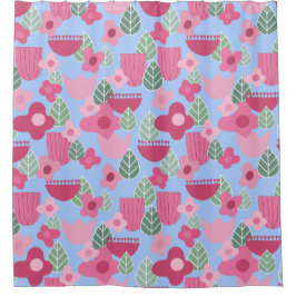 Cortina De Ducha Primavera escandinava rosa