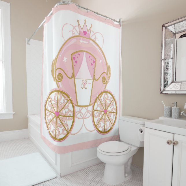 Cortina De Ducha Princesa Royal Carriage Rosa & Gold (In situ)