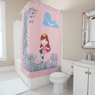Cortina De Ducha Princess Water Bubbles Shower Cloth - Rosa