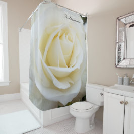 Cortina De Ducha Pristina foto de cierre de rosa blanca