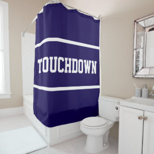 Cortina De Ducha Profundo Azul Marino Deportivo TOUCHDOWN Rayas de