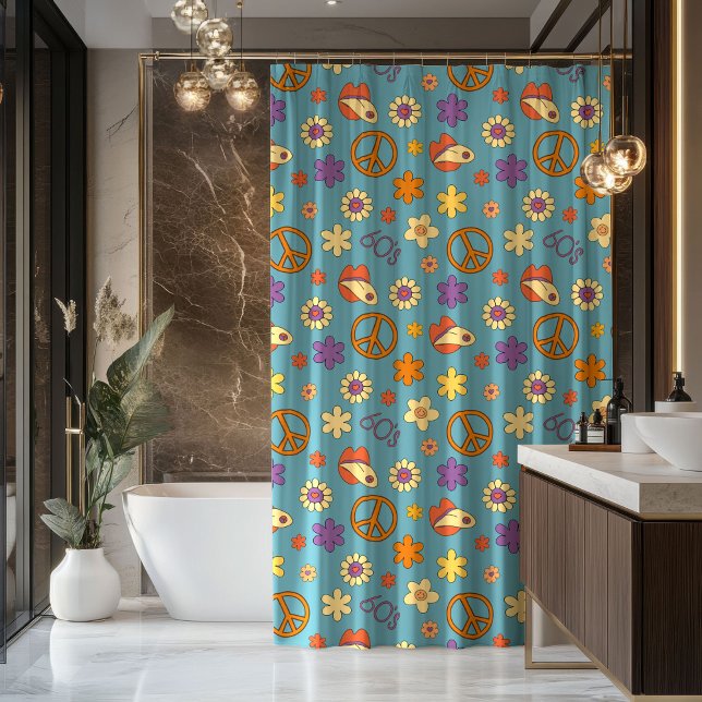 Cortina de ducha psicodélica ambiente retro pastel (Psychedelic Shower Curtain Retro Pastel Mood)