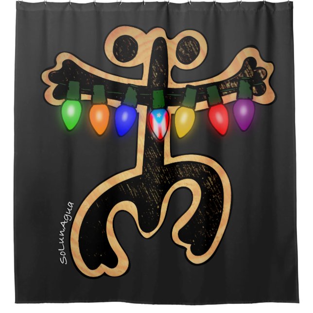 Cortina De Ducha Puerto Rico Xmas Coqui Taino Símbolo Boricua (Anverso)